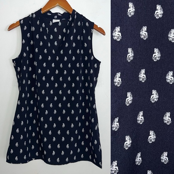 CAbi Tops - CAbi Memento Sleeveless Printed V-Neck Top Blouse Sz S